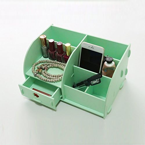 Creative DIY Wooden Desk Organier Small Objests Cosmetics Make up Storage Box Colors with two drawers