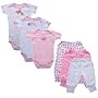 Luvable Friends 6-Piece Grow With Me Bodysuits and Pants Set, 0-9 Months, Pink