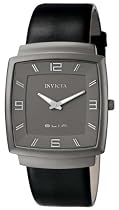 Invicta Men's Slim Collection Square Black Leather Watch #5133