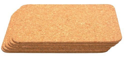 T&G Set of 6 Rectangular Table Mats In Natural Cork 28x20.5cm