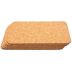 T&G Set of 6 Rectangular Table Mats In Natural Cork 28x20.5cm