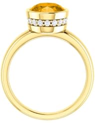 18K Yellow Gold 10.00x8.00mm Oval Cut Citrine and Diamond Ring -- LIFETIME WARRANTY