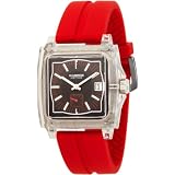 K&BROS Unisex 9405-1 Ice-Time Monaco Square Red Silicon Watch