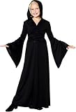 Child Long Black Gothic Hooded Robe Costume with Bell Sleeves