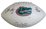 Urban Meyer & Chris Leak Signed Florida Gators Logo Football w/'06 Natl Champs & 2006 BCS MVP Insc - Autographed College Footballs
