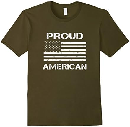 Men's Proud American with American Flag Large Olive