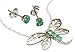 Emerald Silver Dragonfly Necklace & Earrings title=