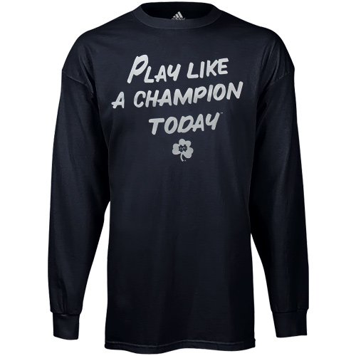 adidas Notre Dame Fighting Irish Play Like A Champion Today Core Long Sleeve T-Shirt - Navy Blue (X-Large)