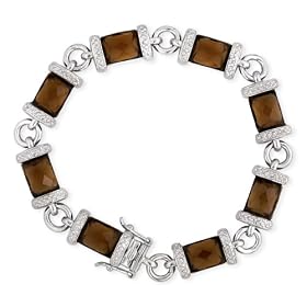 Faceted Simulated Smoked Topaz .925 Sterling Silver Bracelet (Valentine's Day Deal)
