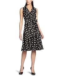 Faux-Leather/Polyester/Silk/Shantung Dots Print  Dress
