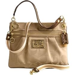 Coach Signature Poppy Hippie Shoulder Crossbody Bag Purse 15318 Khaki Bronze