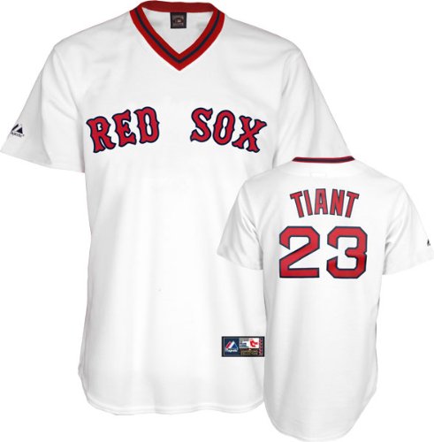 Majestic Luis Tiant Boston Red Sox Replic Cooperstown Throwback Jersey - White (Medium)