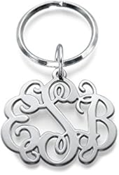 Sterling Silver Celebrity Monogram Keychain - Custom Made with Any Initial!