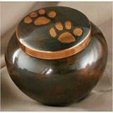 Medium Antique Copper Paw Print Pet Urn
