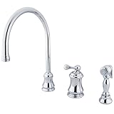 Kingston Brass KS3811BLBS Restoration Widespread Kitchen Faucet with Brass Sprayer, 9-Inch, Polished