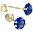 Solid 14kt Yellow Gold .47 Carat Cubic Zirconia September Birthstone Earrings