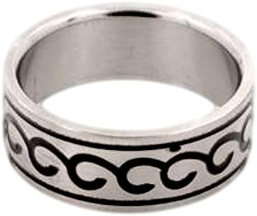 Stunning Enamel Celtic Waves Stainless Steel Ring : Size 9
