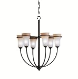 Kichler Lighting 1734DBK Meredith 6-Light Chandelier, Distressed Black with Sunrise Marble Glass