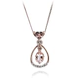 14k Rose Gold Peach Morganite and Diamond Teardrop Pendant, 17