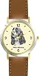 English Springer Spaniel (SC) Dog - WATCHBUDDY&reg; DESIGNER DELUXE TWO-TONE THEME WATCH - Arabic Numbers-SAND & SOIL STYLE - Pale Yellow Dial with Brown Leather Strap-Size-Large ( Men's Size or Jumbo Women's Size )