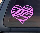 Zebra Print Heart LIGHT PINK Car Decal / Sticker