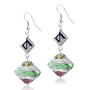 Sterling Silver And Green Stripes Dangle Earrings