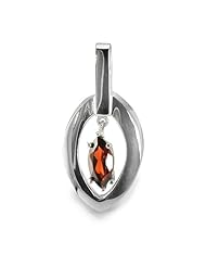 CleverEve Designer Series Elegant Marquise Shaped Sterling Silver Pendant w/ 13mm Marquise Cut Genuine Garnet Center Stone