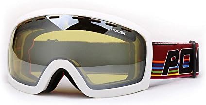 Men and women double anti-fog ski goggles cocker myopia polarizing plate large spherical Mono Ski Goggles（Yellow lenses white frame）