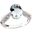 14K White Gold Aquamarine and Diamond Ring