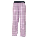 Lavender and White tartan plaid check flannel cotton pants for lounging, sleep, sports. Unisex relaxed fit, available in 3 Youth sizes, exposed elastic waist