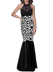  Mermaid Polyester/Spandex Cocktail Halter Sleeveless Floral Print Vintage Backless Lace  Ball Gown Bodycon Dress/Evening Dress/Bridesmaid Dress/Prom Dress/Party Dress 