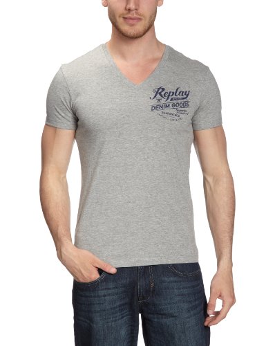 Replay Herren T-Shirt M3215 .000.2660, Gr. 48 (M), Grau (grey melange M02) Preisvergleich