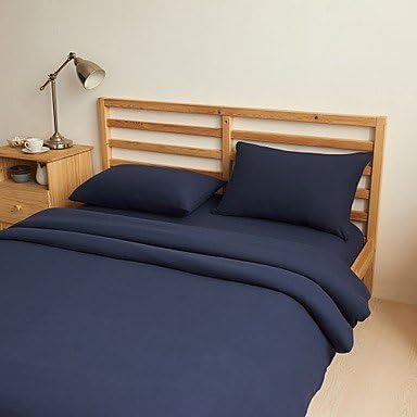 naluo Set Of 4 Muji Style 100% Cotton Knitted Fabric Dark Blue Duvet Covers