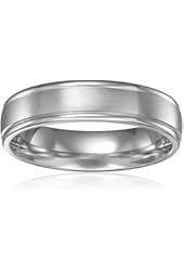 Men's Platinum Comfort-Fit Wedding Band with High-Polish Round Edges and Satin Center (6 mm)