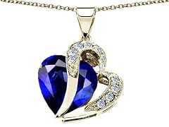 10.30 cttw Sterling Silver 14K Gold Created Heart Shape Sapphire Pendant : Fantastic piece of Jewelry