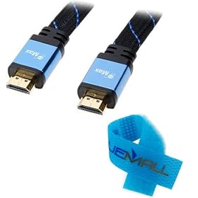 GTMax 6FT HDMI TO HDMI 1.4 HSP Flat Nylon Cable + Cable Tie for LCD HD TV / HDTV , DVD , PS3 , XBOX 360