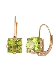 10k Yellow Gold Princess Cut Leverback Earrings