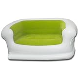 Smart Air Beds Rave Inflatable Love Seat Sofa (White w/Micro-Suede Lime Green Center)