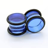 Blue Acrylic Plain UV Double O-Ring Ear Gauges Plugs ~ 00G ~ 10mm ~ Sold as a Pair