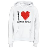 Hoodie Womens White  I LOVE Dominican Republic - Vintage Countries