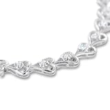 Sterling Silver Heart Shaped Diamond Tennis Bracelet -0.40 cttw - 7 inch