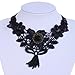 Yazilind Lace Lolita Gray Beads Charm Rose Flower Chain Choker Necklace 27in