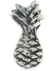 Sterling Silver Pineapple Bead Charm for most Charm Bracelets
