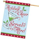 Holiday Cheer Served Here Nylon Christmas Flag