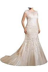 Plus Size Natural   Waistline Satin Sheath Floral Print Illusion Lace Wedding Dress 