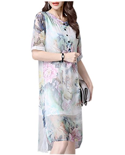 【PALERO・パレロ】 選べる6色 ワンピース ワンピ 半袖 花柄 シルエット レディース レディーズ ガールズ スカート きれいめ ドレス スカート スタイル フレア感 すけ感 春 夏 ラウンドネック レトロ 重ね