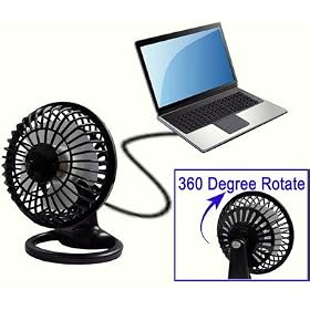LUPO Plastic Mini USB Desk Fan with 360 Degree Rotation - BLACK