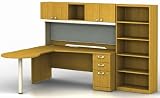Bush Business Furniture Quantum Professional Configuration, Overall 6-Foot 5-Inch by 8-Foot 5-Inch, Left Penisula, Modern Cherry Finish
