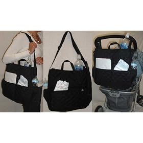 Toten Stroll Quilted Diaper Bag- Black