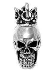 Sterling Silver Skull Pendant with Crown